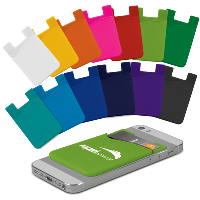 The Trends Collection Silicone Phone Wallet is a soft touch silicone wallet that sticks to back of phones.  Available in 13 colours.  Great branded promotional product.