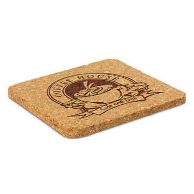 The Trends Collection Oakridge Cork Coaster - Square is a natural non marking cork coaster.  Natural.  Print or engrave available.  Great hospo coasters & practical promo products.