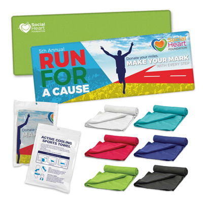The TRENDS Active Cooling Towel is a polyester cooler towel is a handy sports or gym towel.  6 colours.  Great branded sports towels.
