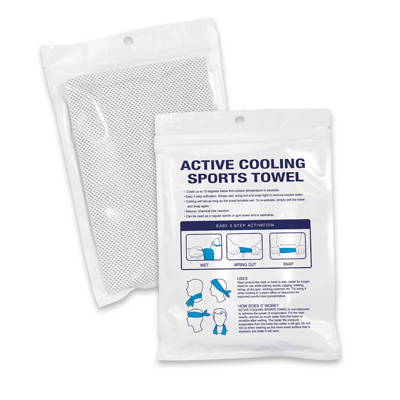 The TRENDS Active Cooling Towel is a polyester cooler towel is a handy sports or gym towel. 6 colours. Great branded sports towels.