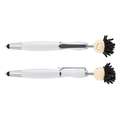 The TRENDS Mop Topper Pen is a fun, retractable plastic & metal ball pen with smiley faced head.   7 colours.  Great branded pens.