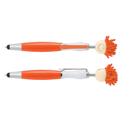 The TRENDS Mop Topper Pen is a fun, retractable plastic & metal ball pen with smiley faced head.   7 colours.  Great branded pens.