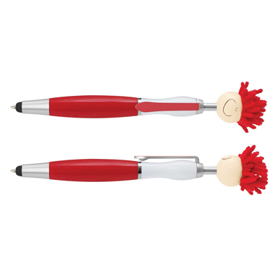 The TRENDS Mop Topper Pen is a fun, retractable plastic & metal ball pen with smiley faced head.   7 colours.  Great branded pens.