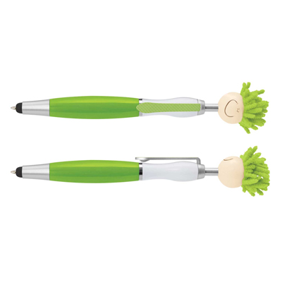 The TRENDS Mop Topper Pen is a fun, retractable plastic & metal ball pen with smiley faced head.   7 colours.  Great branded pens.