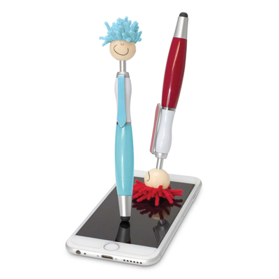 The TRENDS Mop Topper Pen is a fun, retractable plastic & metal ball pen with smiley faced head.   7 colours.  Great branded pens.