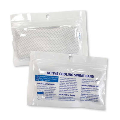 The TRENDS Active Cooling Sweat Band is a futuristic lightweight head sweat band with cooling towel technology.  Sublimation printed.