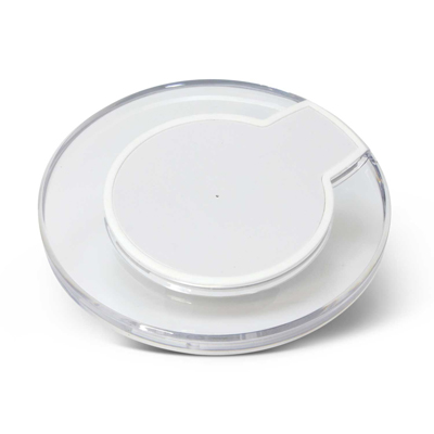 The Trends Collection Apollo Wireless Charger is a futuristic 5 Watt wireless phone charger.  In White.  Great branded wireless charger promo products.