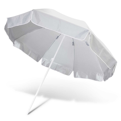 The Trends Collection Bahama Beach Umbrella is a large 113cm rib length, 8 panel beach umbrella.  In White/Silver.  Great branded beach umbrellas.