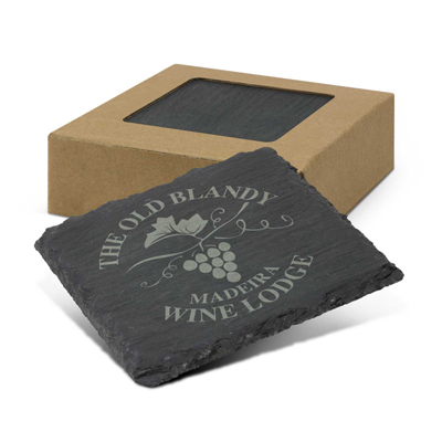 The Trends Collection Slate Coaster - Set of 4 -  are deluxe natural slate coasters.  Non slip.  Non Marking.  Laser Engraved. Great slate coasters.