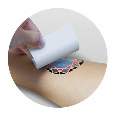 The TRENDS Temporary Tattoo Foil is a shiny metallic foil temporary tattoo.  2 sizes available.  Great branded temporary tattoos.