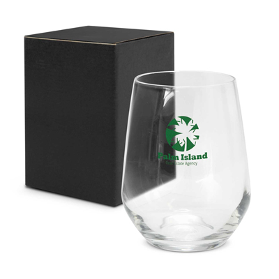 The Trends Collection Vino Tumbler is a contoured 370ml glass tumbler.  Multiple branding options available.  Great branded tumbler glasses.