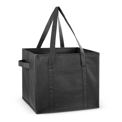 The Trends Collection Transporter Tote Bag is a superior tote bag with reinforced sides and base.  Ideal for groceries.  Black.  Great branded shopping tote bags.