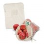 The Trends Collection Cotton Produce Bag is an unbleached cotton mesh produce bag.  Can be washed.  In Natural. Great branded eco friendly produce bags.