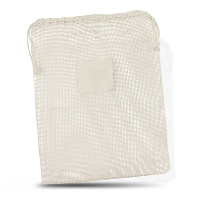 The Trends Collection Cotton Produce Bag is an unbleached cotton mesh produce bag.  Can be washed.  In Natural. Great branded eco friendly produce bags.
