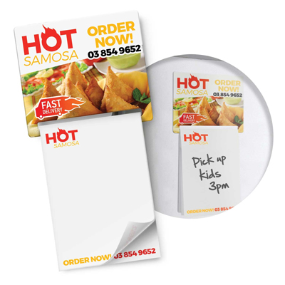 The Trends Collection Magnetic Memo Pad is a handy A7 note pad with 25 leaves and magnetic holder.  Full colour print.  Great branded magnetic pads.