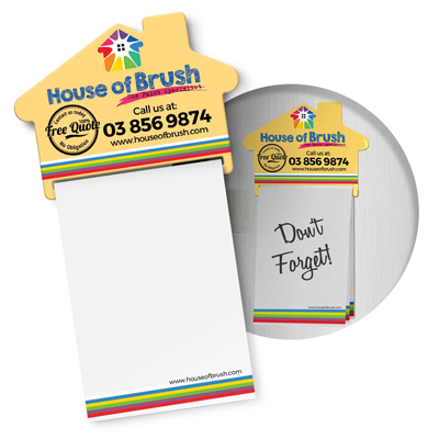 The Trends Collection Magnetic House Memo Pad is a handy A7 note pad with 25 leaves and magnetic holder.  Full colour print.  Great branded magnetic pads.