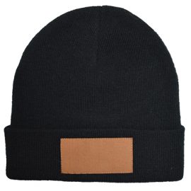 The Legend Life Badge Beanie is a knitted acrylic beanie with faux leather badge.  In Black.  One size fits most.  Great branded headwear & acrylic beanies.