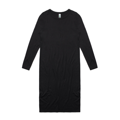 The AS Colour Mika Long Sleeve Dress is a slim fit, scoop neck, short length, long sleeve dress.  Grey or Black.  Great cotton dresses from AS Colour.