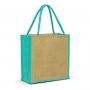 108037 Trends Collection Monza Jute Tote Bag – Natural/Teal – Promotrenz
