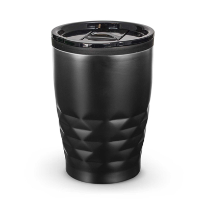 The Trends Collection Urban Coffee Cup is a trendy 400ml double wall coffee cup.  Diamond patterned stainless steel outer.  Great reusable coffee cups. 