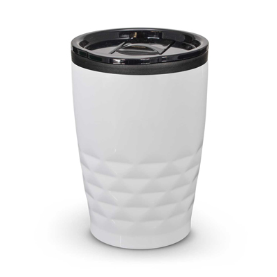 The Trends Collection Urban Coffee Cup is a trendy 400ml double wall coffee cup. Diamond patterned stainless steel outer. Great reusable coffee cups.