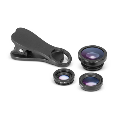 The Trends Collection 3 in 1 Lens Kit is a lens kit for smart phones. In Black. 3 lens strengths. Great branded phone accessories for your clients.