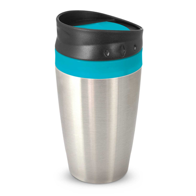 The Trends Collection Octane Coffee Cup is a 400ml double wall cup.  Stainless Steel outer. Screw on lid.  7 colours.  Great branded reusable coffee cups.