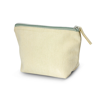 The Trends Collection Eve Cosmetic Bag is a small cosmetic bag with zip closure.  Natural unbleached cotton.  Great branded beauty promo bags.