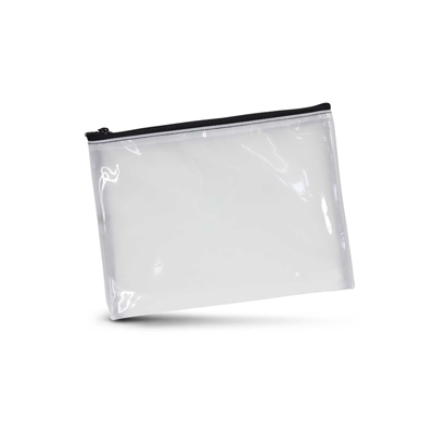 The Trends Collection Madonna Cosmetic Bag comes in 3 sizes. Small cosmetic bag made in transparent plastic. Black zip closure. Full Colour branding.