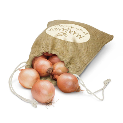 The Trends Collection Jute Produce Bag medium is a reusable jute bag with drawstring closure.  Natural.  Great branded natural fibre eco bags.