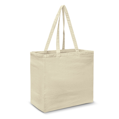 The Trends Collection Galleria Cotton Tote Bag is a large tote bag with extra wide gusset.  Fabric lined hard base.  Natural.  Great branded cotton tote bags.