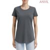790L Anvil Womens Black Tee – Heather Dark Grey