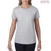 790L Anvil Womens Black Tee – Heather Grey