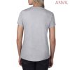 790L Anvil Womens Black Tee – Heather Grey