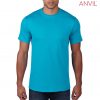 790 Anvil Adult Black Tee – Carribean Blue