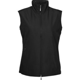 The Aurora Womens Club Vest has a bonded polyester outer.  Fashion fit.  Bonded outer with microfleece lining.  Available in Black. Sizes 8 -24