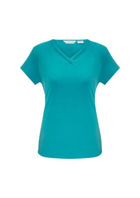 K819LS_Turquoise_Front The Biz Collection Ladies Lana Short Sleeve Top is a 95% polyester, v-neck, short sleeve ladies t-shirt. Available in 6 colours. Sizes 6 - 26.