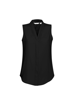 The Biz Collection Madison Sleeveless Blouse is a mechanical stretch polyester blouse. 5 colours. 6 - 26. Great sleeveless blouses from Biz Collection