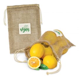 The Trends Collection Jute Net Produce Bag is a great produce bag made from unbleached jute.  Great eco promo bags with branding available with your logo.