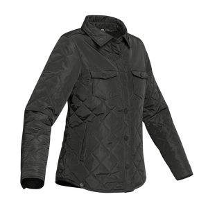The Stormtech Womens Diamondback Jacket is a lightweight, quilted, water resistant jacket. Multiple pockets. Available in Black.