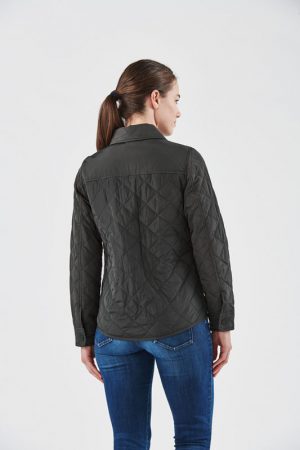 The Stormtech Womens Diamondback Jacket is a lightweight, quilted, water resistant jacket. Multiple pockets. Available in Black.