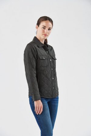 The Stormtech Womens Diamondback Jacket is a lightweight, quilted, water resistant jacket. Multiple pockets. Available in Black.