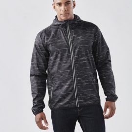 The Stormtech Mens Ozone Lightweight Shell has an elasticised hood, cuffs and hem. Great for mild environments. In Carbon.