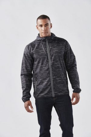 image_5 The Stormtech Mens Ozone Lightweight Shell has an elasticised hood, cuffs and hem. Great for mild environments. In Carbon.