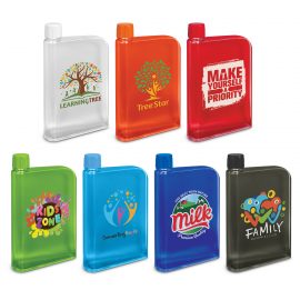 The Trends Collection Accent Water Bottle is a futuristic 400ml bottle shaped like a notebook.  7 colours.  Great branded promo water bottles.