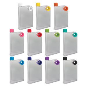 The Trends Collection Accent Drink Bottle is a 400ml water bottle shaped like a notebook.  Lid and Ring colours mix n match.  Great branded drink bottles.