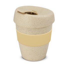 The Trends Collection Express Cup Natura is a reusable 350ml rice husk coffee cup with heat resistant band.  Screw on lid.  Great branded coffee drinkware promo product.