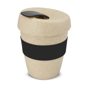 The Trends Collection Express Cup Natura is a reusable 350ml rice husk coffee cup with heat resistant band. Screw on lid. Great branded coffee drinkware promo product.