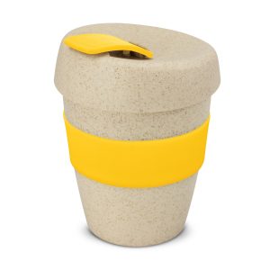 The Trends Collection Express Cup Natura is a reusable 350ml rice husk coffee cup with heat resistant band. Screw on lid. Great branded coffee drinkware promo product.