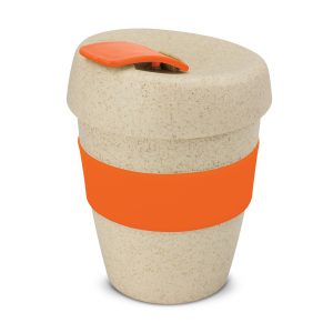 The Trends Collection Express Cup Natura is a reusable 350ml rice husk coffee cup with heat resistant band. Screw on lid. Great branded coffee drinkware promo product.
